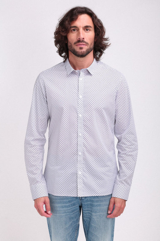 Achat Chemise à pinces avec col français CARTON ML BLANC/MOTIF BLEU