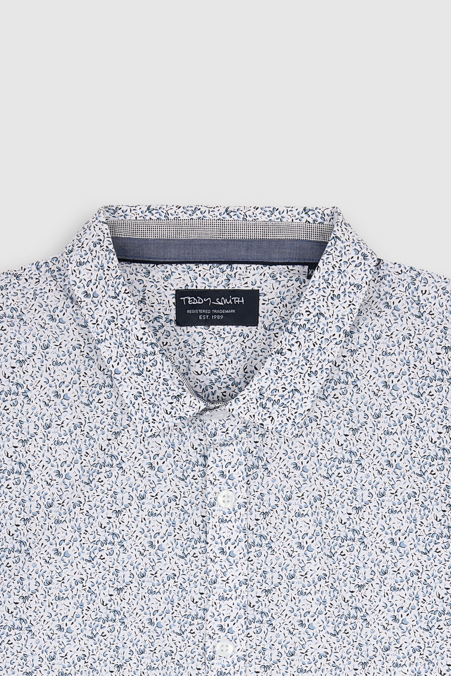 Chemise à pinces avec col français CARTON ML BLANC/FLORAL MICRO BLEU