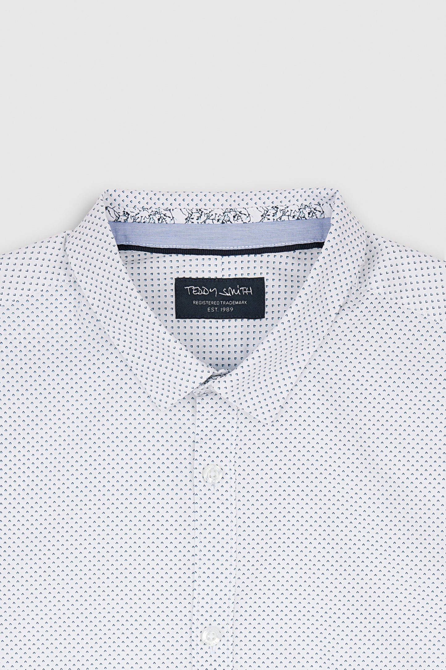 Chemise à pinces avec col français CARTON ML BLANC/MICRO PRINT BLEU