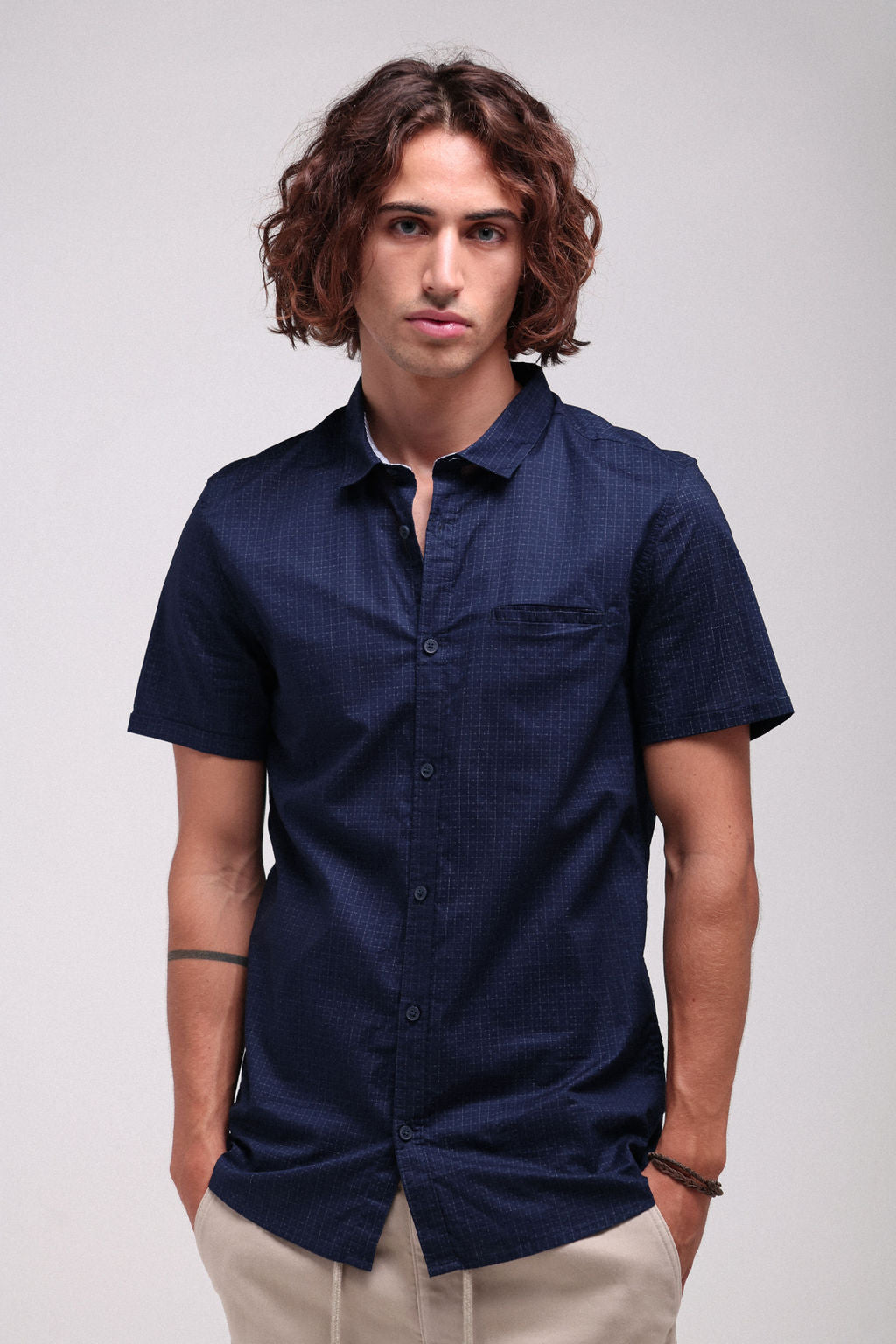 Chemise CUT MC TOTAL NAVY/CARREAUX