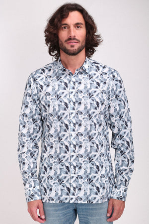 Chemise à pinces avec col français C-AXEL ML BLANC/FLORAL