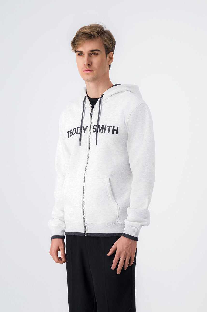 Sweat zippé à capuche GICLASS HOODY WHITE MELANGE