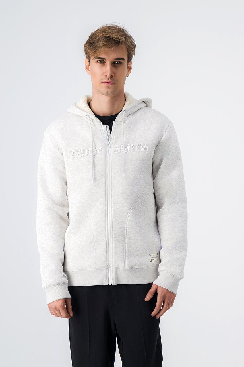 Sweat zippé à capuche NAIL HOODY ZIP WHITE MELANGE