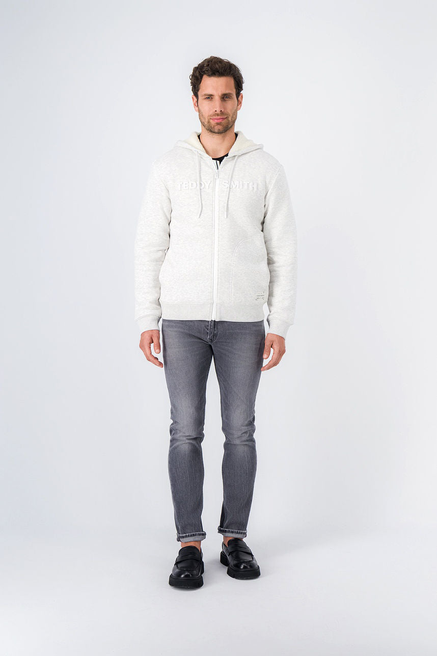 Sweat zippé à capuche NAIL HOODY ZIP WHITE MELANGE