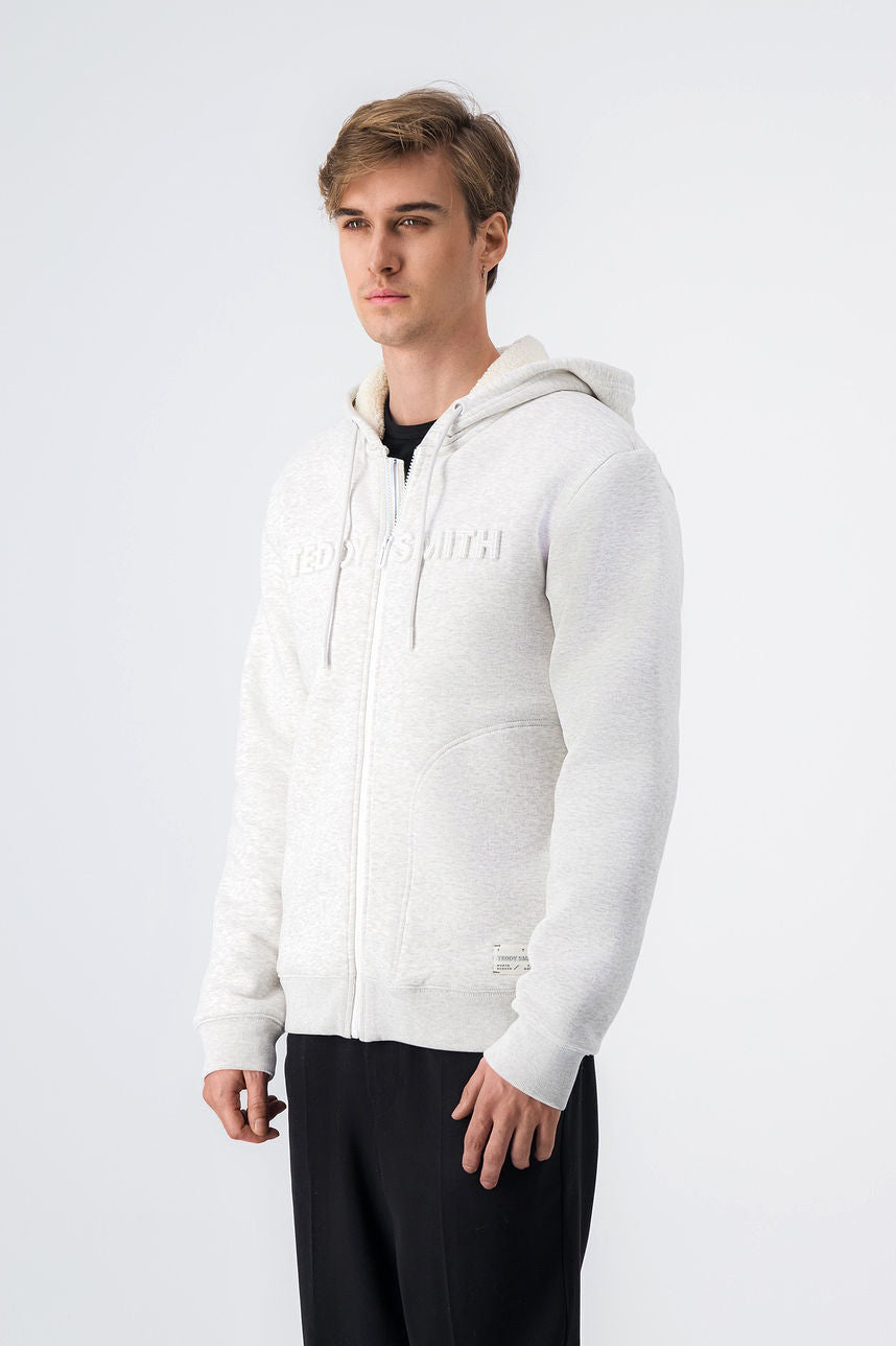 Sweat zippé à capuche NAIL HOODY ZIP WHITE MELANGE