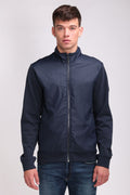 Sweat zippé bi-matière col montant G-JULEN ZIP TOTAL NAVY