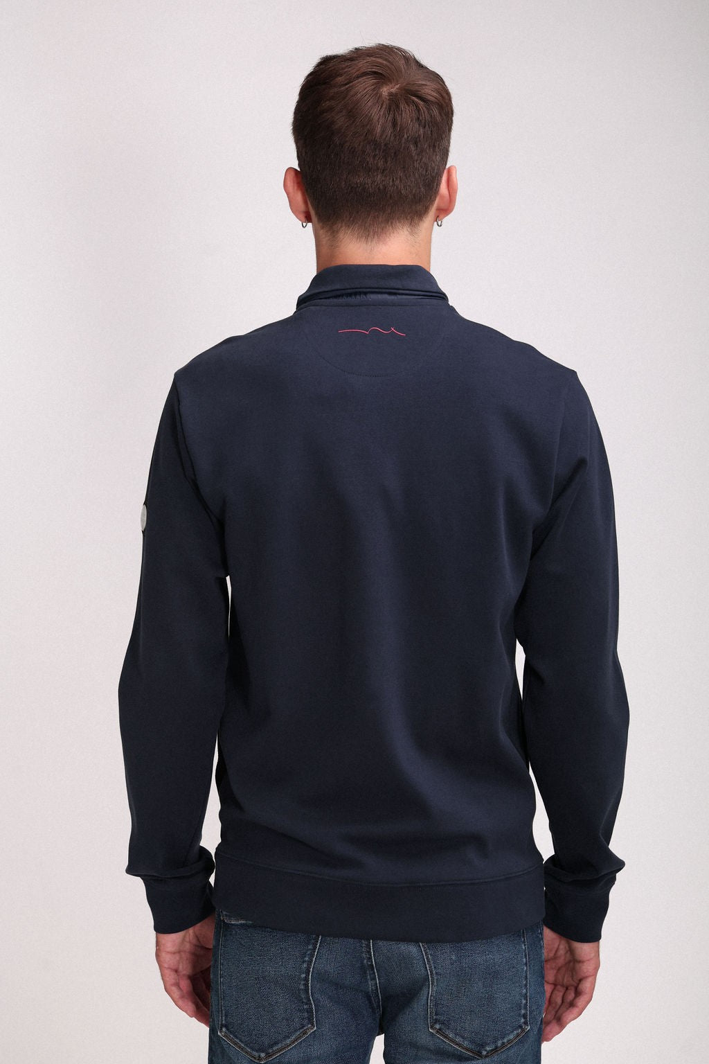 Sweat zippé bi-matière col montant G-JULEN ZIP TOTAL NAVY