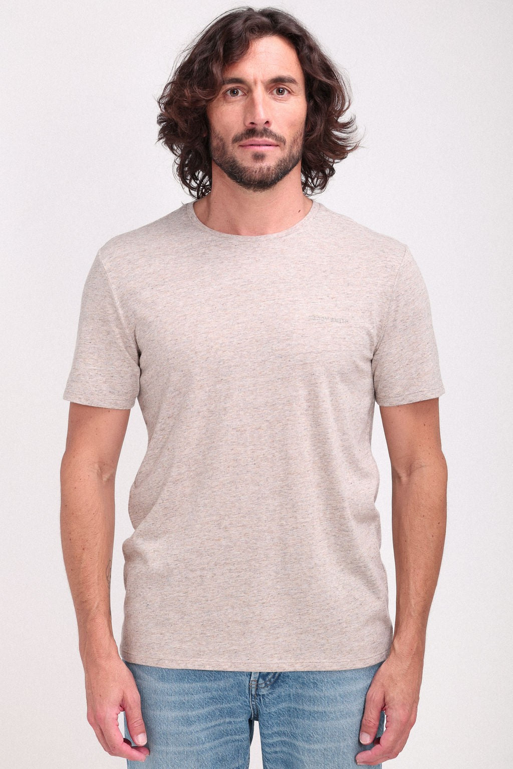 T-shirt chiné col rond T-NARK BEIGE CHINE