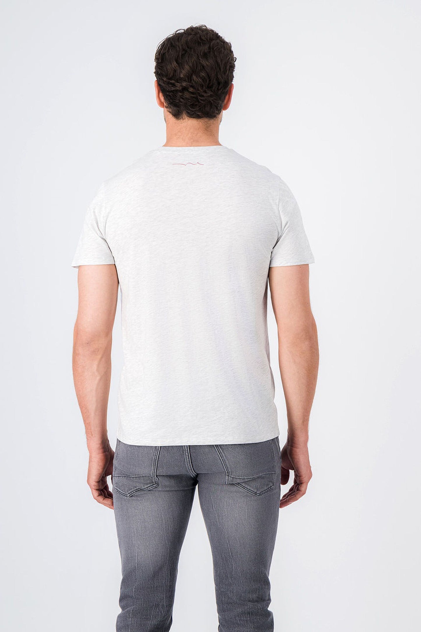 T-shirt col rond TICLASS BASIC MC WHITE MELANGE/NAVY