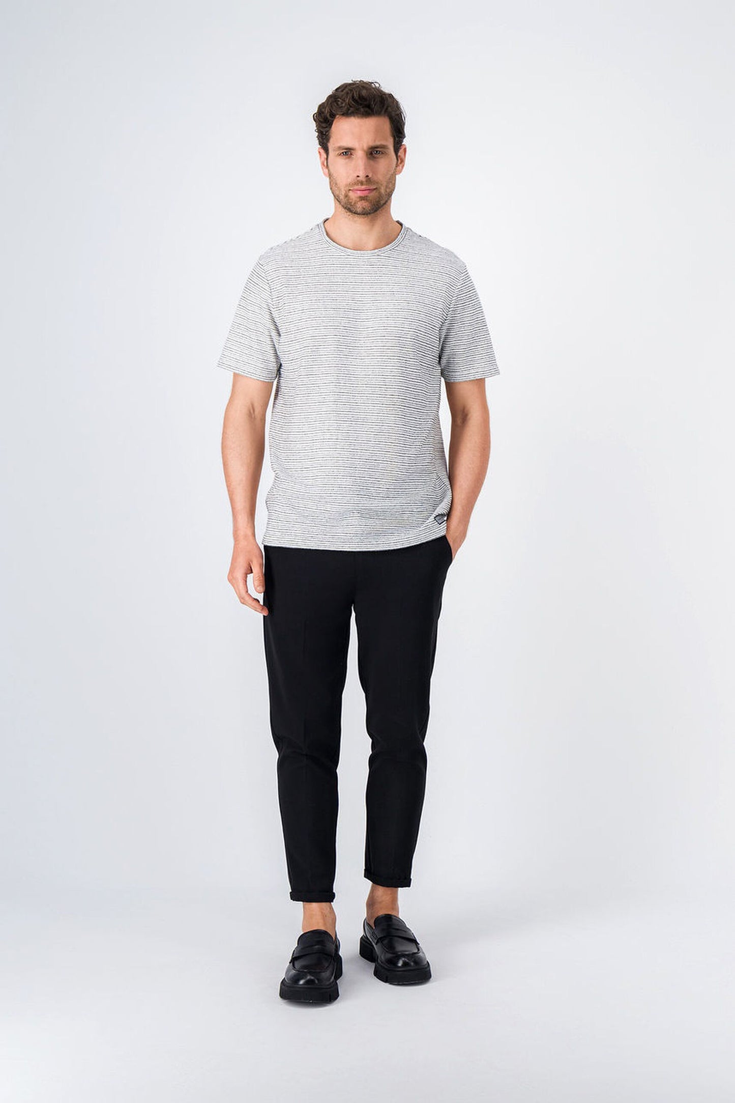 T-shirt col rond jacquard COOPER MC MIDDLE WHITE