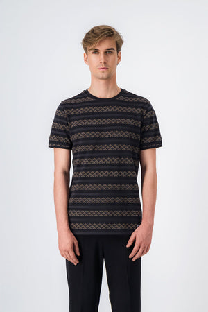 T-shirt col rond jacquard JAMES MC CHARBON