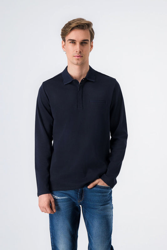 Achat Polo jersey JAPSON ML DARK NAVY