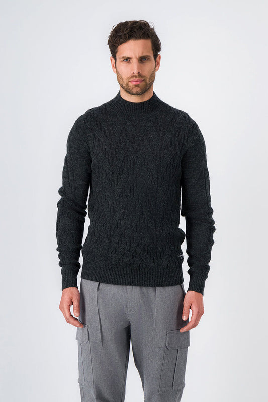 Achat Pull col cheminée FALCON MELANGE BLACK