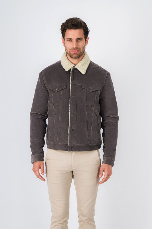 Achat Veste en denim avec col en sherpa RANDALL SHERPA TURBULENCE KAKI