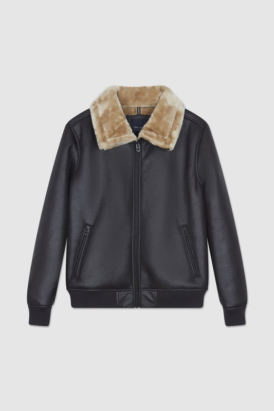 Achat Blouson simili cuir avec col en sherpa RONALD CHARBON