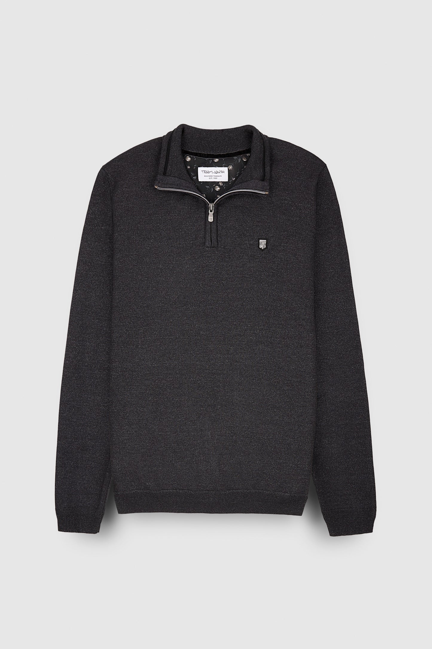 Pull col zippé P-MARTY 2 MELANGE BLACK