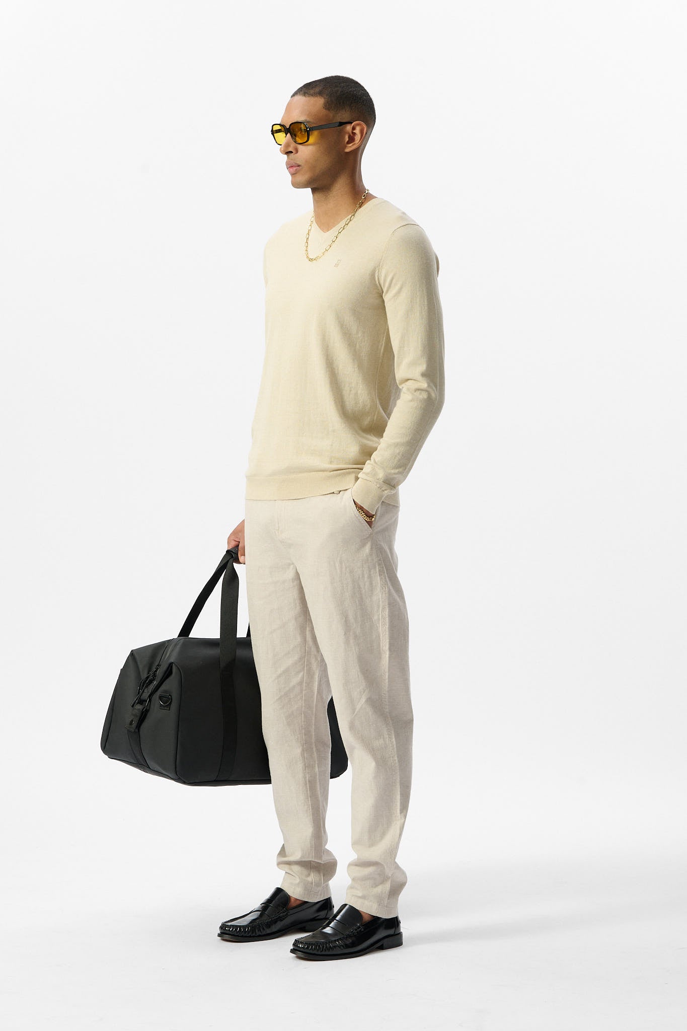 Pantalon P-LINEN CHINO BEIGE