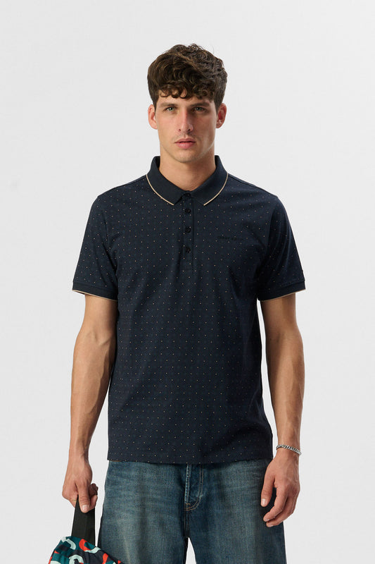 Achat Polo PASY 2 MC TOTAL NAVY/MICRO DOTS