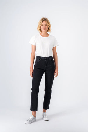 Jean denim coupe 5 poches mom P-MOM NOIR