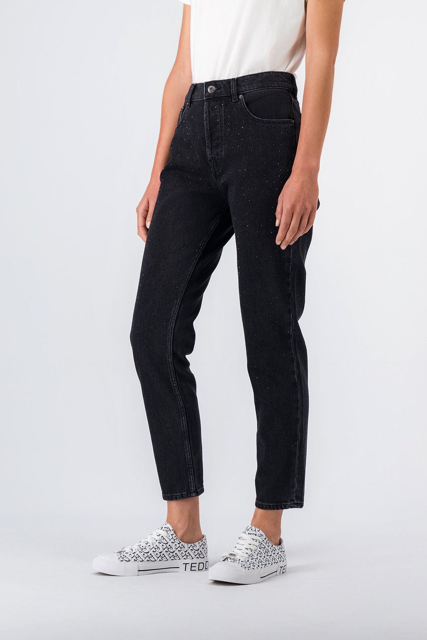 Jean denim coupe 5 poches mom P-MOM NOIR