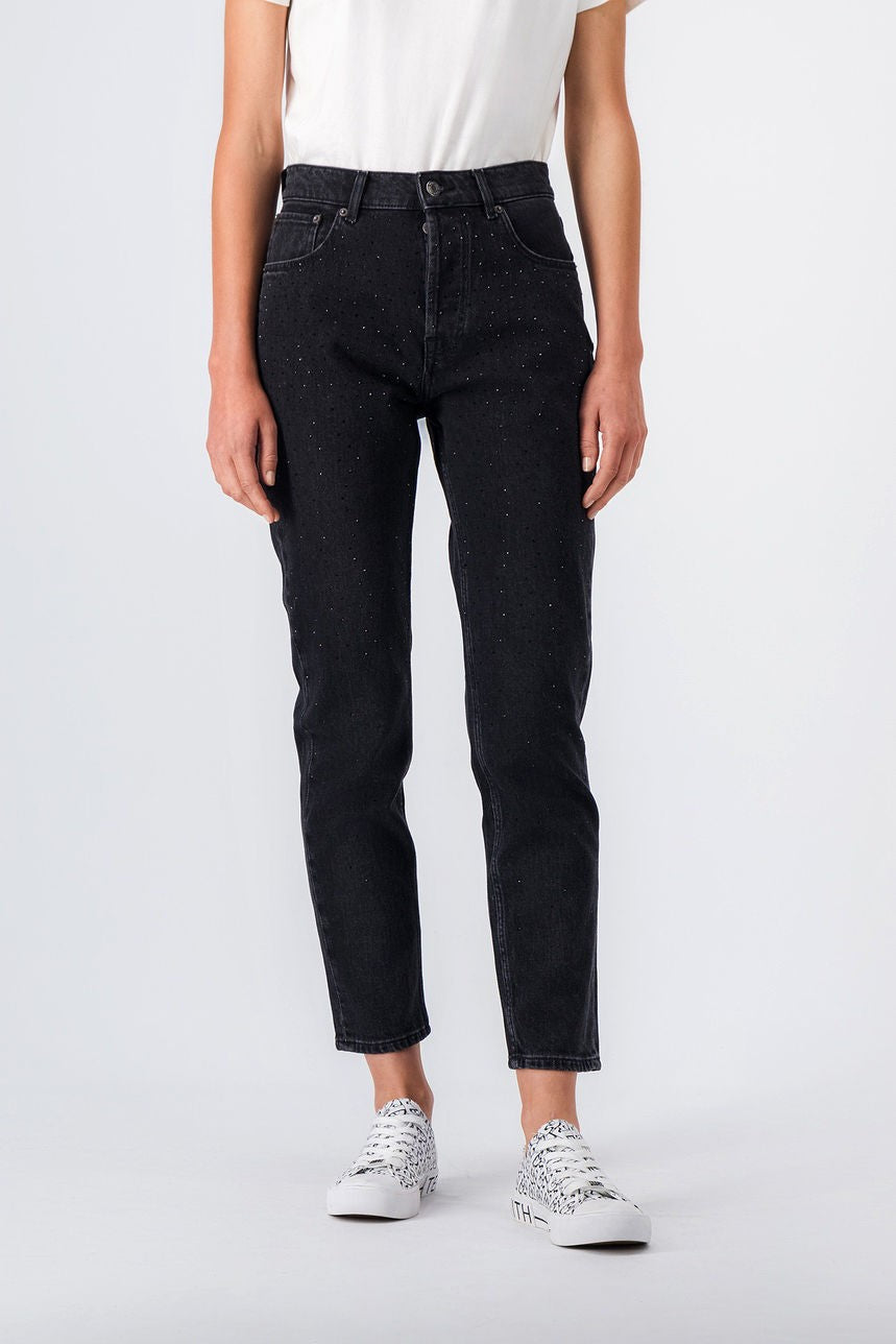 Jean denim coupe 5 poches mom P-MOM NOIR