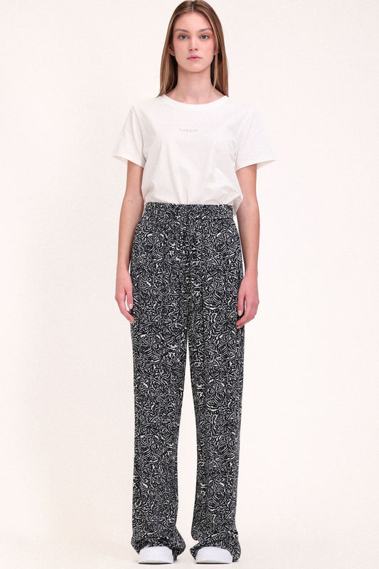 Achat Pantalon fluide en viscose P-SILIA DARK NAVY PRINT