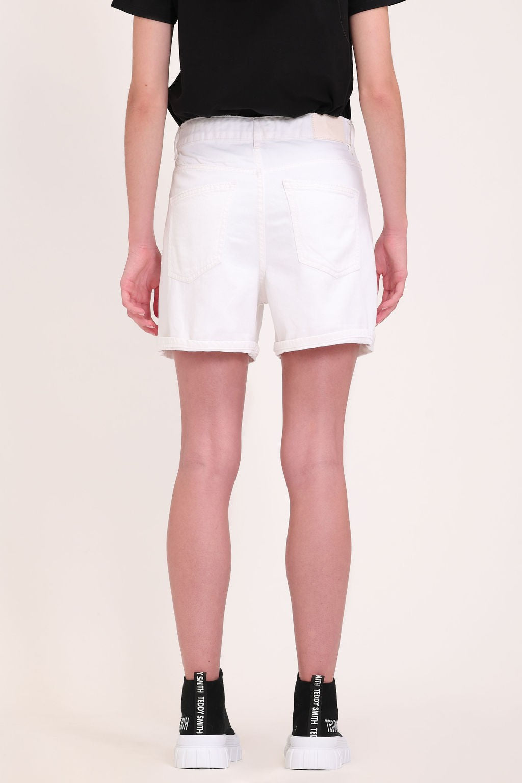 Short coupe 5 poches taille haute S-MOM ROLLER CO BLANC