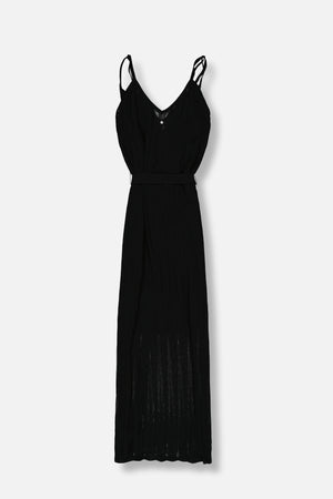 Robe en maille longue ajourée R-THALIA NOIR