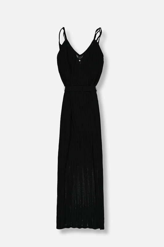 Achat Robe en maille longue ajourée R-THALIA NOIR