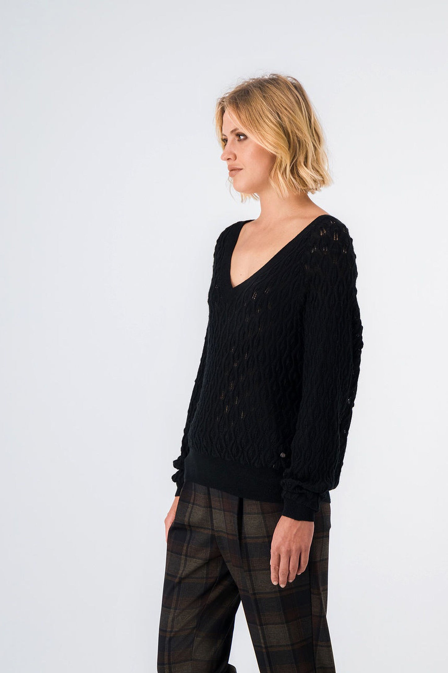 Pull col V LISON NOIR