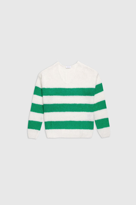 Achat Pull rayé col V MOLLY STRIPES MIDDLE WHITE