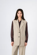 Veste sans manches oversize CREAM BISTRETCH BEIGE