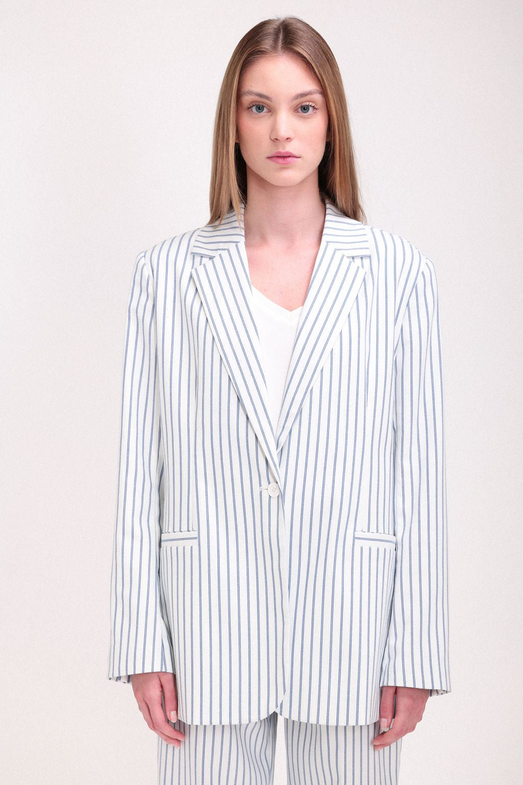 Veste V-ROSA STRIPE BLANC