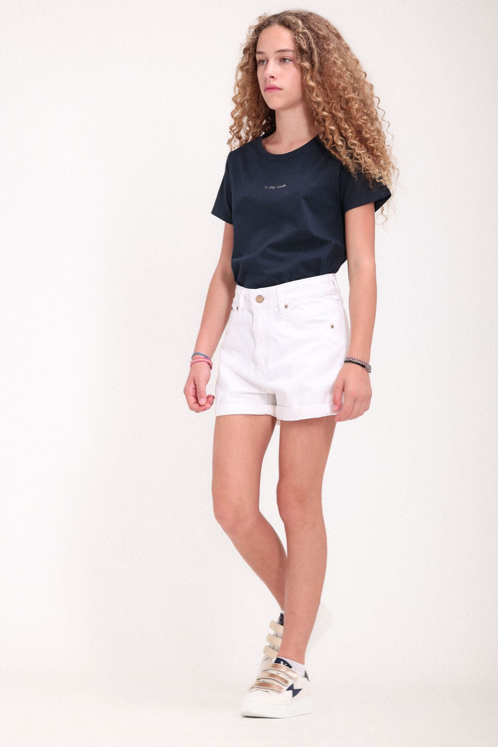 Short coupe 5 poches taille haute S-MOM JR ROLLER BLANC