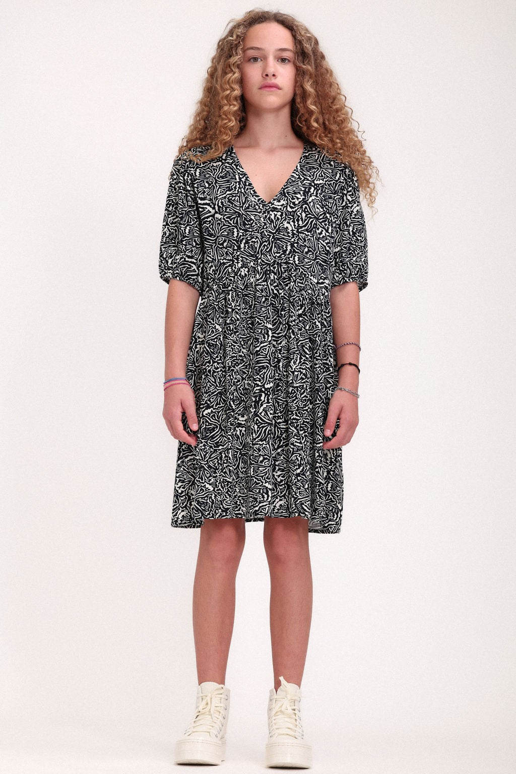 Robe évasée R-MAEVE JR DARK NAVY PRINT