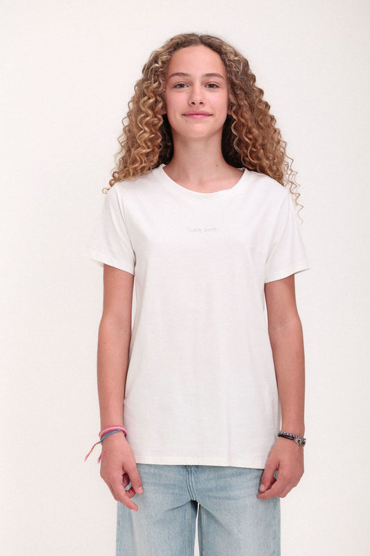 Achat T-shirt col rond T-LILY MC JR MIDDLE WHITE