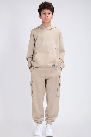 Sweat à capuche coupe large S-REC HOODY JR BEIGE