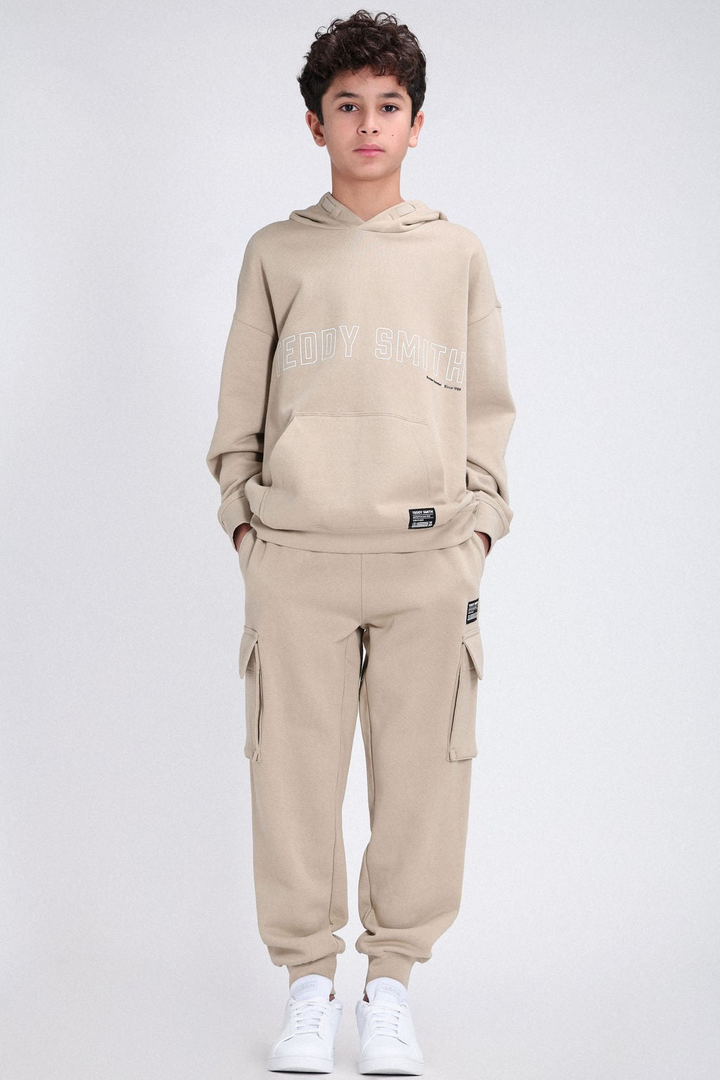 Sweat à capuche coupe large S-REC HOODY JR BEIGE