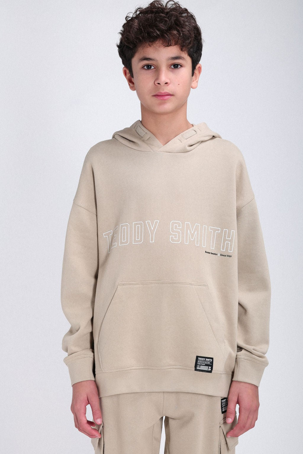 Sweat à capuche coupe large S-REC HOODY JR BEIGE