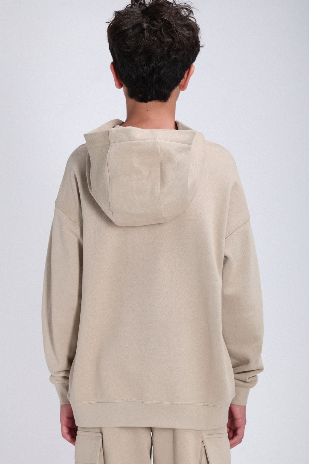 Sweat à capuche coupe large S-REC HOODY JR BEIGE