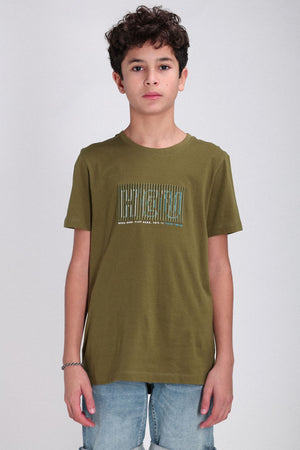 T-shirt col rond manches courtes T-NEO MC JR TROPICAL OLIVE