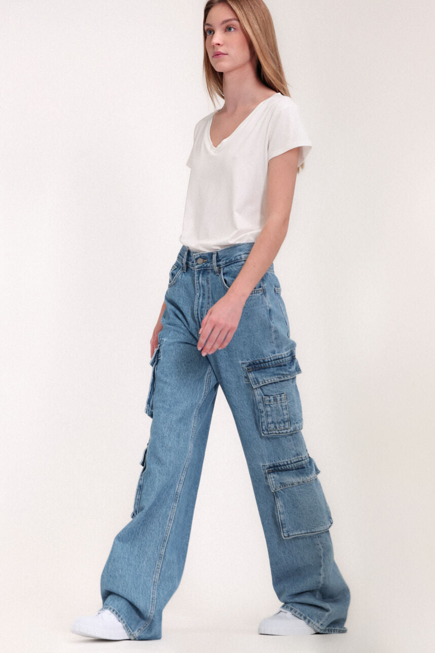 Jean coupe cargo 90'S CARGO FRIPP/INDIGO CLAIR