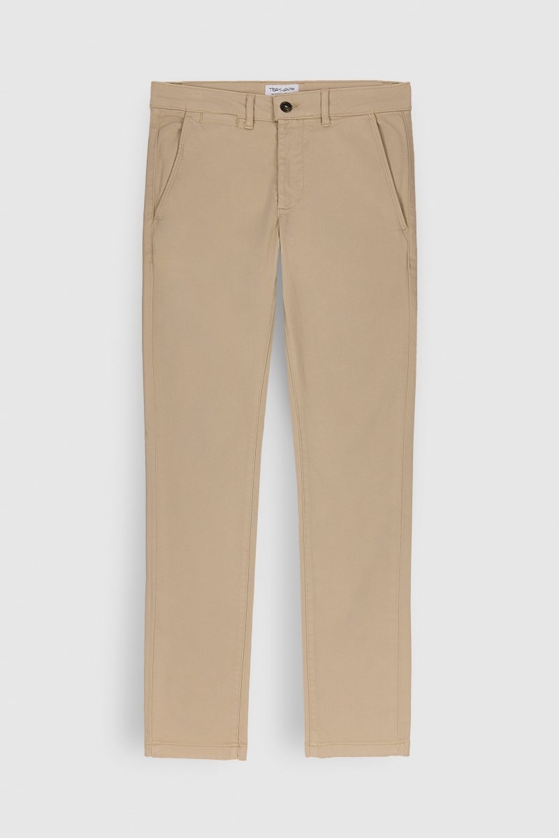 Pantalon chino coupe slim PALLAS CHINO SWEAT DYED BEIGE - 27 - Teddy Smith