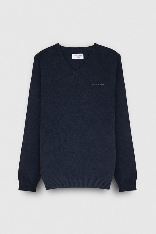 Achat Pull col V PULSER 3 TOTAL NAVY CHINE - S - Teddy Smith