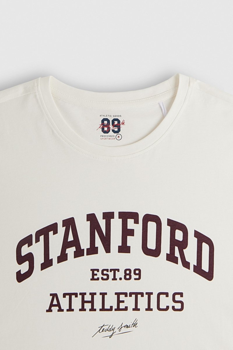 T-shirt T - STANFORD MC MIDDLE WHITE - S - Teddy Smith